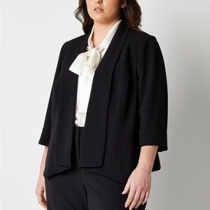 Black Label by Evan-Picone Shawl Lapel Crepe Blazer Size 14 Professional Classic